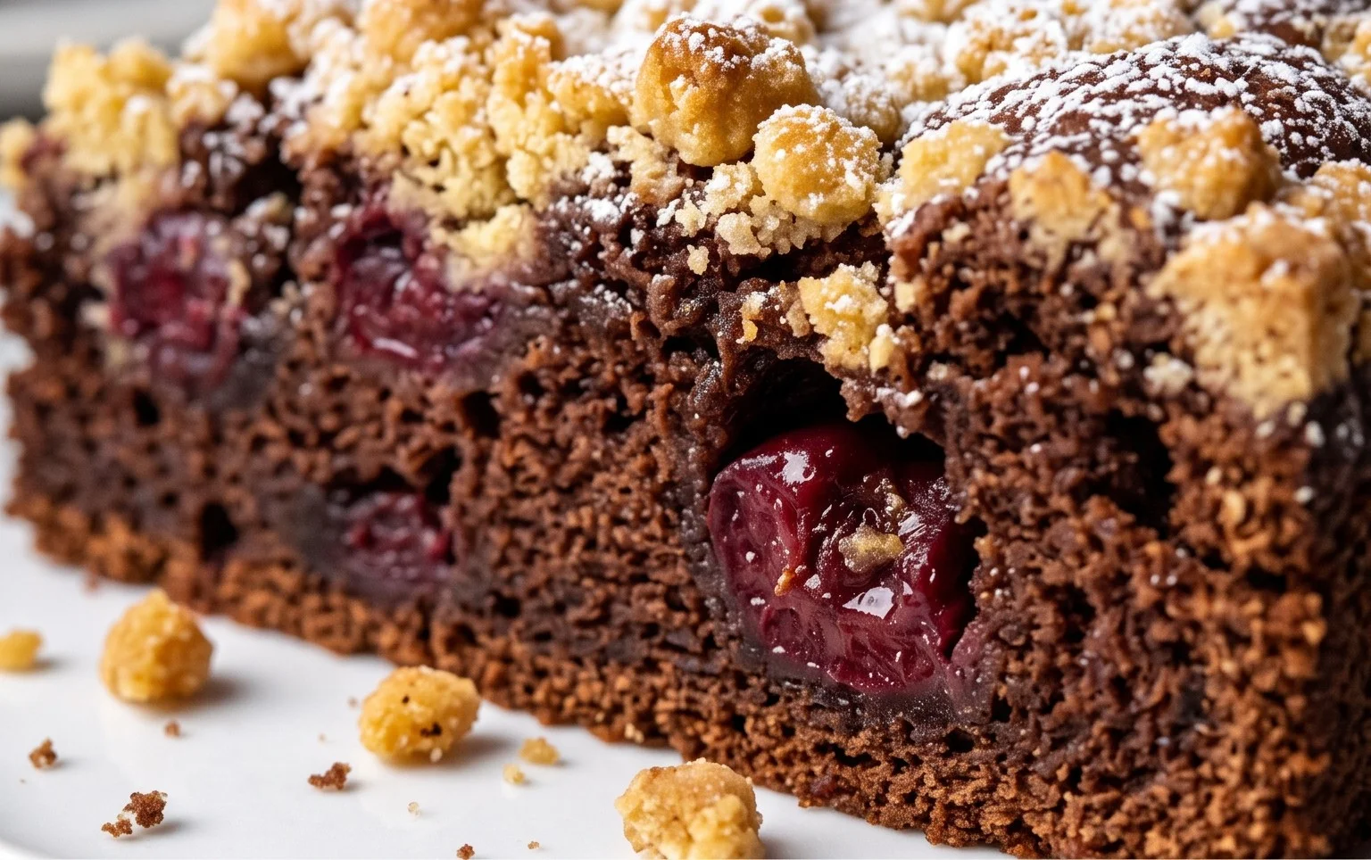 Schoko-Kirsch Extractkuchen mit Streuseln